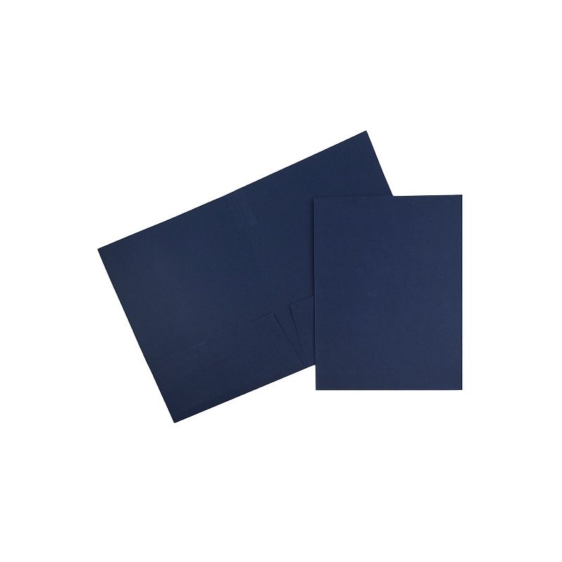 JAM Paper 2-Pocket Portfolio Folder Navy Blue Linen 26982D, 1 of 7