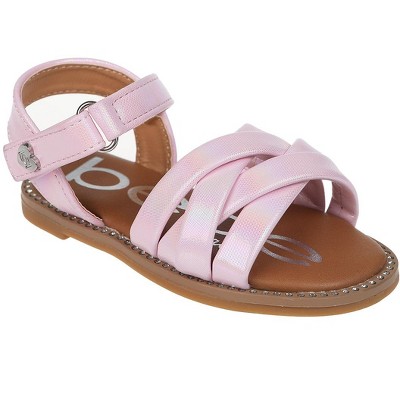 bebe Toddler Girls' Sandals - Open Toe Flat Sandals Comfy Summer Flats for Toddler and Little Kids