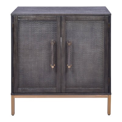 Sophia Antique Black 39'' Rattan Door Cabinet with Adjustable Shelving
