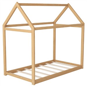 COWLOWN Twin Size Wooden House Bed, House-Shaped Design with Roof for Kids Room, Made of Pine Wood & MDF - 1 of 4