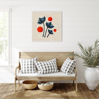 Blue Flowers II Abstract Canvas Print with White Floater Frame