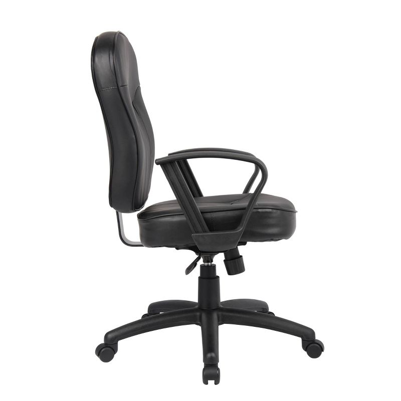 Leather Task Chair with Loop Arms Black - Boss Office Products, 5 of 10