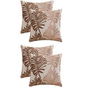 REGALWOVEN 4 Pcs Palm Leaf Pattern Decorative Throw Pillow Covers for Farmhouse Home Sofa Couch Bed - 1 of 4