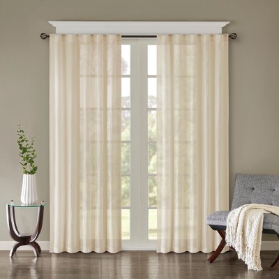 Cream Sheer Polyester Ground Length Window Drapes