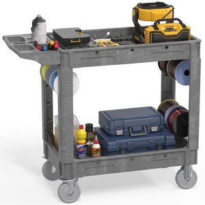 Huxxion Utility Cart with Wheels, Heavy Duty Rolling Service Cart for Warehouse,Garage, Cleaning() - 1 of 4