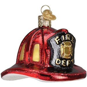 Old World Christmas Glass Blown Ornament, Fireman's Helmet - 1 of 3