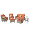 XIZZI 6 Pieces Furniture Set with Swivel Rocking Chairs, Furniture Sofa Set with Ottomans and Loveseat, Rattan Conversation Couch Set - 2 of 4
