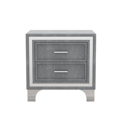 NicBex 15.9 inch Wide Nightstand with 2 Drawers,Mid Century Side Table with Metal Legs,Bedside Table for Bedroom,Living Room,Pink/Gray/Beige