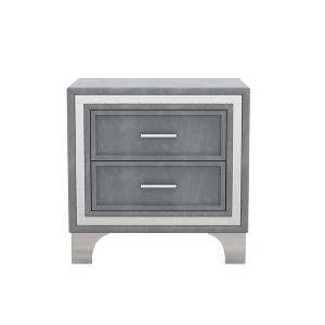 NicBex 15.9 inch Wide Nightstand with 2 Drawers,Mid Century Side Table with Metal Legs,Bedside Table for Bedroom,Living Room,Pink/Gray/Beige - 1 of 4