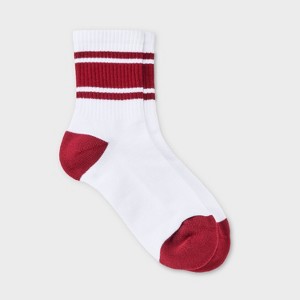 Women's Game Day Varsity Stripe Ribbed Cushioned Mid Crew Socks - Wild Fable™ - 1 of 3