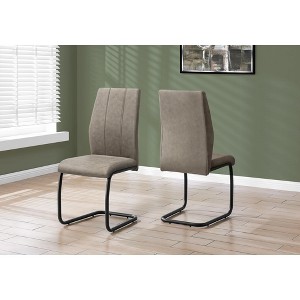 Dining Chair, Set Of 2, Side, Upholstered, Kitchen, Dining Room, 39" Height, Brown Fabric, Black Metal, Contemporary, Modern - 1 of 4