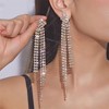 Gold Plated Extra-long Tassel Rhinestone Earrings for Women 1 Pair Shiny - 2 of 4