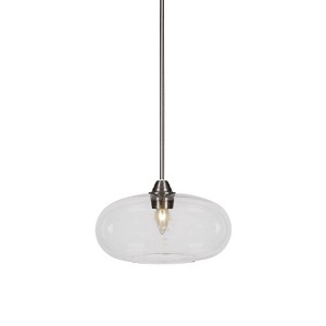 Toltec Lighting Paramount 1 - Light Pendant in  Brushed Nickel with 13" Clear Bubble Shade - 1 of 1