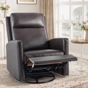 Swivel Rocking Recliner,Wide PU Leather Glider Sofa Chair with Ergonomic High Backrest for Living Room,Bedroom（Chocolate） - 1 of 1