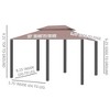 Gulches 10' x 13' Patio Gazebo, Outdoor Gazebo Canopy Shelter with Curtains, Vented Roof, Steel Frame for Garden, Lawn, Backyard and Deck, Khaki - 3 of 4