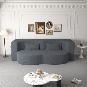 KWPZQEB Convertible Folding Sofa Bed, Teddy Fabric Foam-Filled Couch with 2 Pillows, Modern Folding Loveseat Sofa for Living Room, Bedroom - 1 of 4