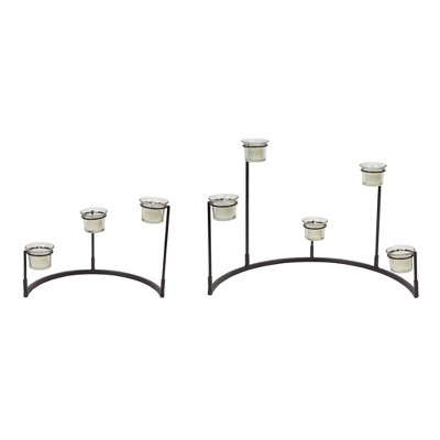 Festive Tiered Votive Candle Holder Stand Set, Metal/Glass