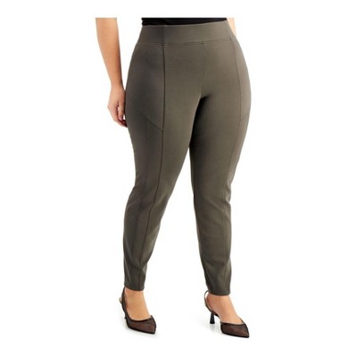 I.N.C International Concepts Womens Wide-Waist Casual Trouser Pants, Green, 18 Long