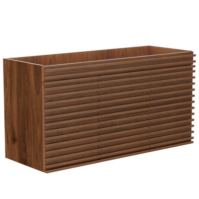 APRILSOUL Bathroom Vanity, Mid-Century Wall Mounted Floating Cabinet with 2 Closing Doors, Wood Grain Texture, Walnut