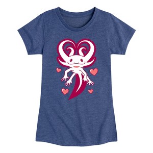 Girls' - Instant Message - Axolotl Heart Fins Fitted Short Sleeve Graphic T-Shirt - 1 of 4