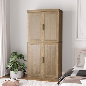 PexFix 67"x31"x16" Wood Accent Cabinet with Adjustable Shelves in Natural Color - 1 of 4