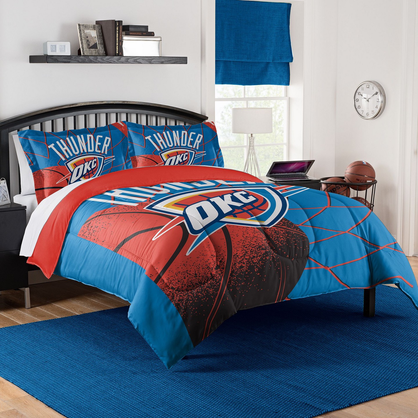 Постельное бельё Sweet Home Collections NBA Oklahoma City Thunder Officially Licensed 7 Piece Bed In a Bag Comforter & Sheet Set - Queen — фото 1