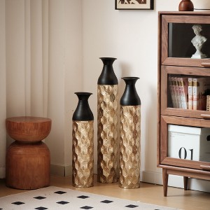 NicBex Floor Metal Vase Home Decor with Leaf Pattern Set of 3 Vases for Centerpieces for Living Room, Office, 28.7", 24.8", 20.8" High - 1 of 4
