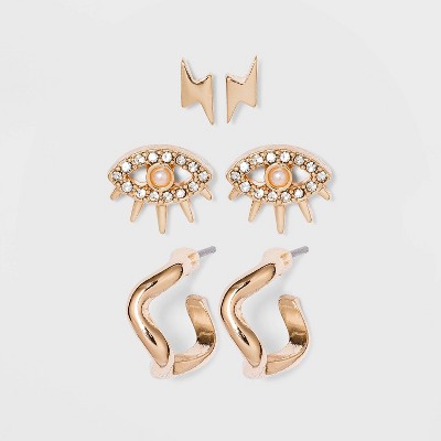 SUGARFIX by BaubleBar Gold Micro Stud Earring Set 3pc - Gold