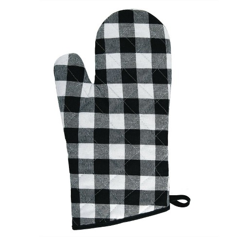 Lavish Home Quilted Cotton Black Heat/Flame Resistant Oven Mitt