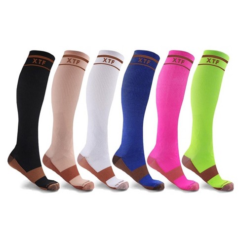 Extreme Fit Copper Compression Socks - Knee High For Running, Athtletics,  Travel - 6 Pair : Target