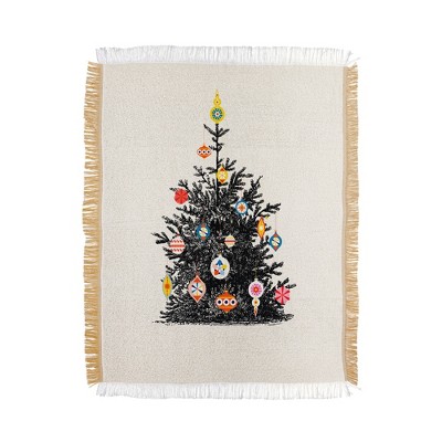 Showmemars Retro Decorated Christmas Tree 56"x46" Woven Throw Blanket - Deny Designs