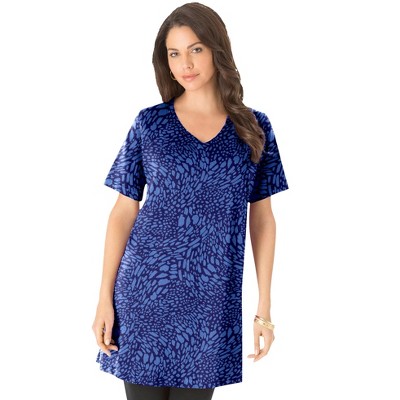 Roaman's Women's Plus Size Short-Sleeve V Neck Ultimate Tunic