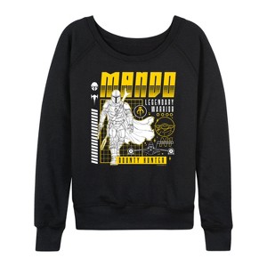 Women's - Star Wars - The Mandalorian Mando Dark Digital Lightweight French Terry Wide Neck Long Sleeve Graphic Shirt - 1 of 4