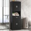 TiramisuBest Tall Bathroom Cabinet with Four Doors, Large Storage Space Open Shelve, Upper Storage Cabinet, Black - 2 of 4