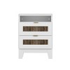 INFURNIC Nightstands 2-Drawer Farmhouse Wooden Nightstand with Wooden Strip Decoration and Metal Handle for Bedroom, White, 20.08"*11.81"*25.98" - 4 of 4