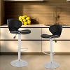 FDW Set of 2 Bar Stools Counter Height Adjustable Bar Chairs with 360-Degree Swivel Function & PU Leather Kitchen Counter Stools Dining Chairs - 2 of 4