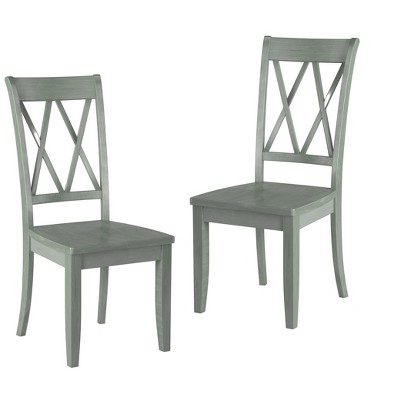Vynxaria 2 Piece Set of Black Wooden Dining Chairs with Transitional Finish and Double X - Back Design, Ideal for Dining & Living Rooms