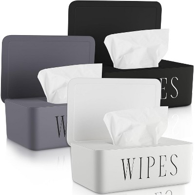 3 Pack Baby Wipes Dispenser Holder, Refillable Wipe Container for Bathroom Office and Car Storage