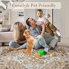 Acekool Washable Vintage Floral Area Rug, Non Slip Thin Low Pile Carpet for Living Room Bedroom Kitchen, Kid & Pet Friendly - 4 of 4