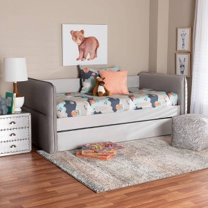 Baxton Studio Twin Size Finch Velvet Fabric Daybed with Trundle Light Gray - 1 of 4