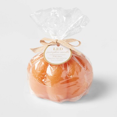 3.75" x 5" Pumpkin Fall LED Candle Orange - Threshold™