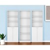 HomeRoots Set of Three White Wood Ten Tier Modular Bookcase with Four Doors - 2 of 4