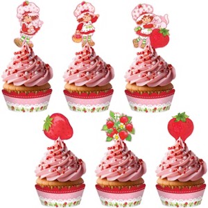 Treasures Gifted Strawberry Shortcake Cupcake Toppers (24) & Cupcake Wrappers (24) - Strawberry Shortcake Birthday Party Decorations - 1 of 4