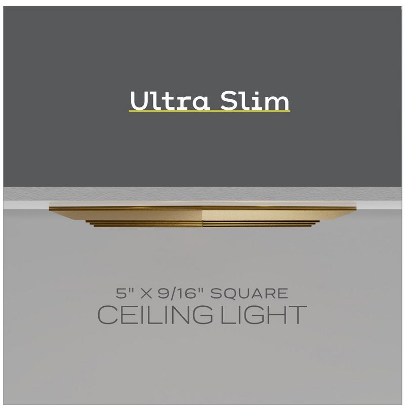 Next Glow Ultra Slim 5" LED Ceiling Light Fixture, 3000K Square, Flush Mount Light, 3 of 10