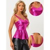 Allegra K Women's Metallic Peplum Spaghetti Strap Cami Tank Tops - 2 of 4