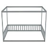 PAGED Twin Size Canopy Bed Modern Pine Bed Frame with Guardrail for Bedroom, without Slats - 3 of 4