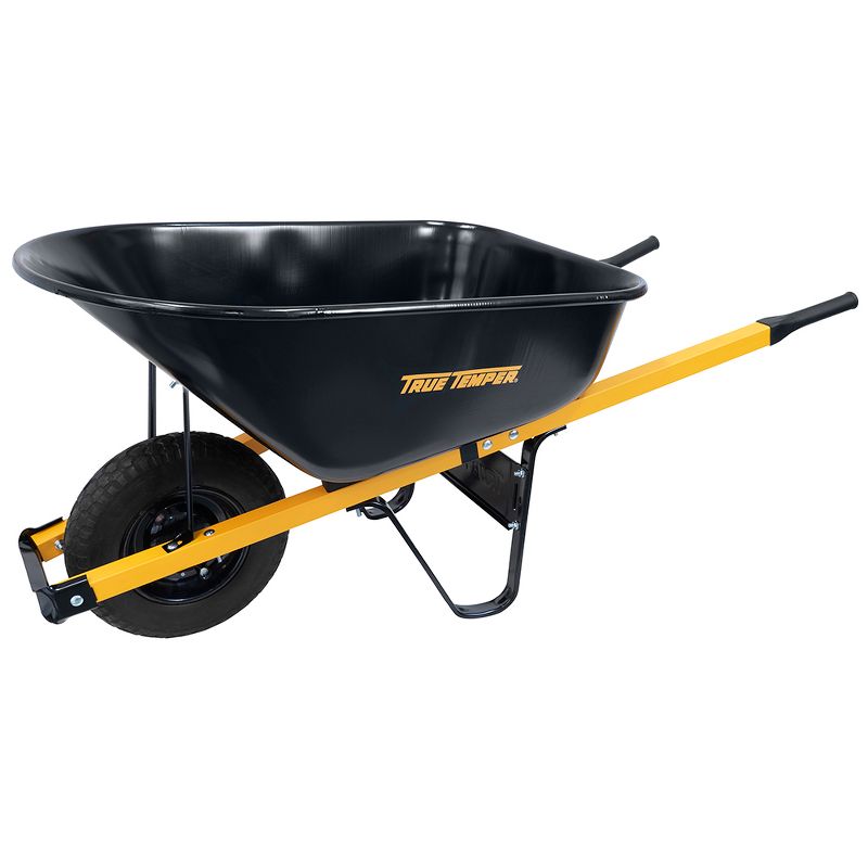 6 cu. ft. Barrow in a Box Steel Wheelbarrow with Never Flat Tire and Steel Handles - True Temper, 1 of 2