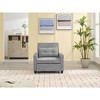 34.26"W Faux Leather/Linen/Tech Cloth Upholstered Convertible Pull Out Sleeper Sofa Bed with USB Ports, Cup Holders and Side Pockets, 4L -ModernLuxe - 2 of 4