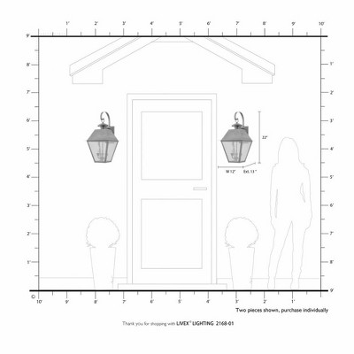 Bronze 2-Light Outdoor Wall Lantern with Seeded Glass