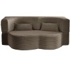 TiramisuBest Modern Floor Sofa,Convertible Plush Corduroy Sleeper Bed with 2 Pillows, Pink - 4 of 4